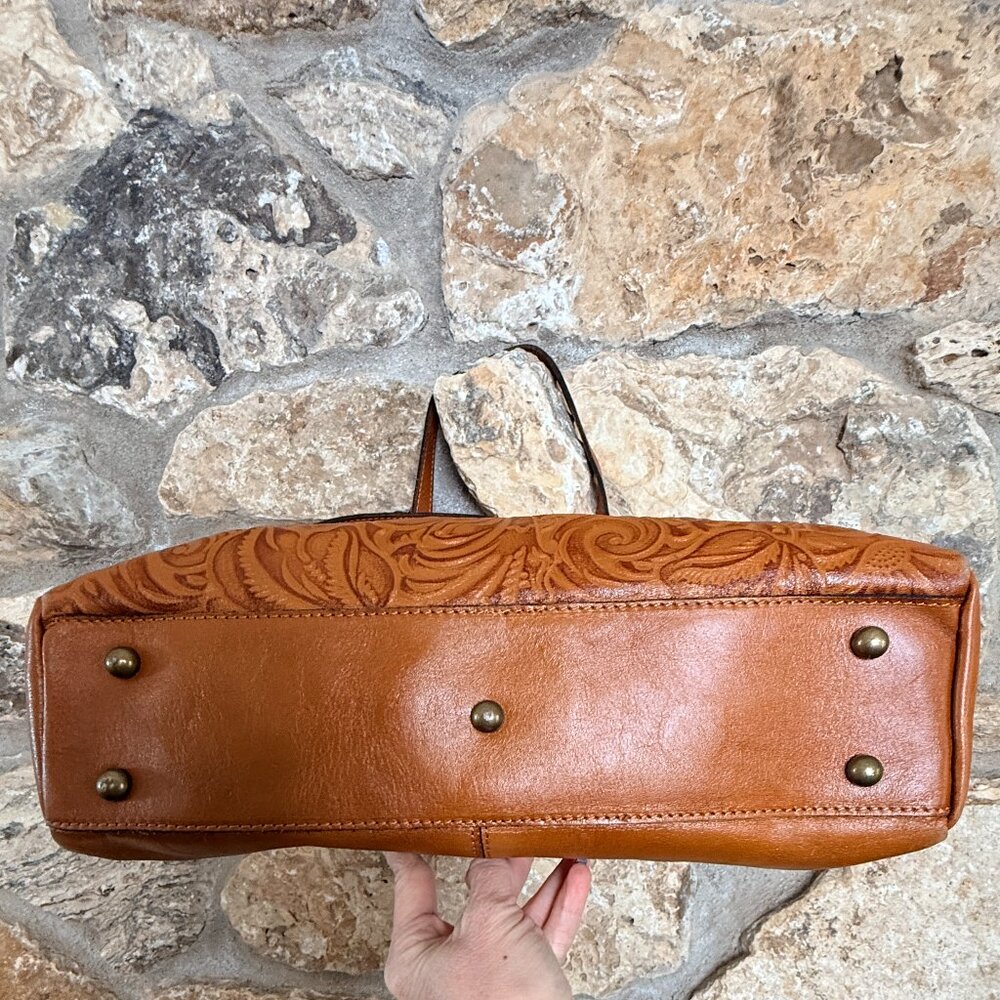 Patricia Nash Tooled Florence Poppy Leather Tote Brown - Picture 6 of 10